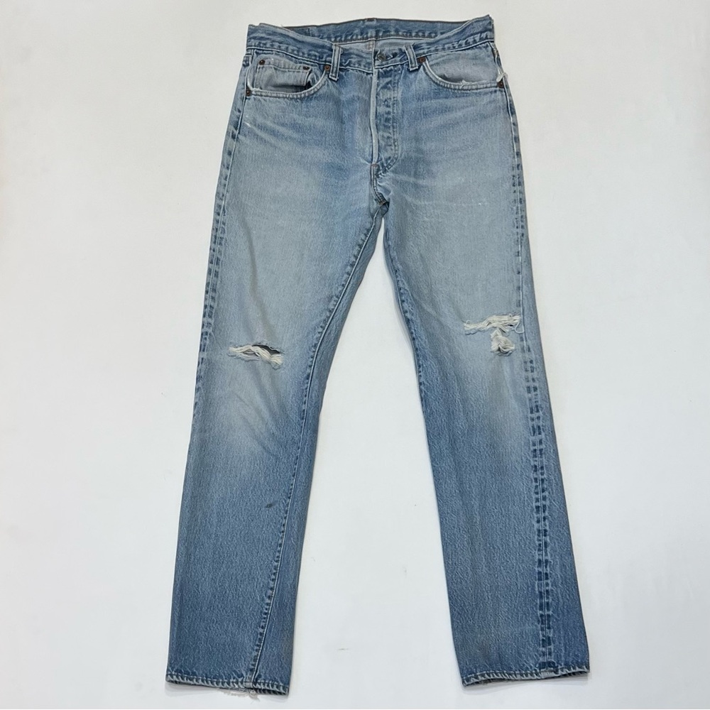 Vintage 70s 80s Levi's 501 Light Blue Selvedge Denim Jeans Made in USA #6 Button